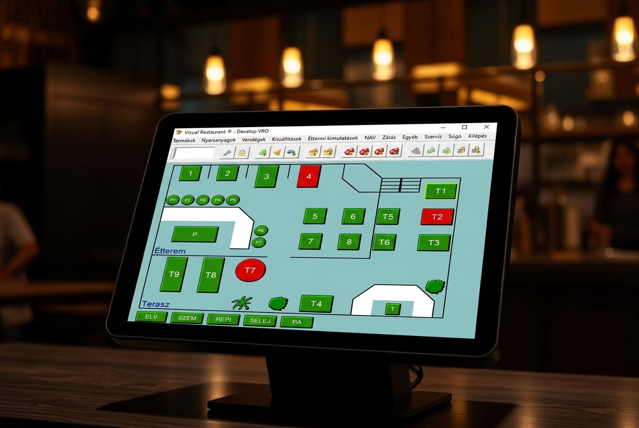 Visual Restaurant® Light pincér segédszoftver érintőképernyőn